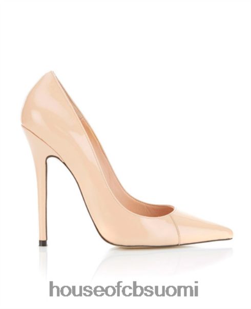House of CB pariisin kiiltonahka beige teräväkärkinen korkeakantainen pumppu Z000Z1136 kenkiä