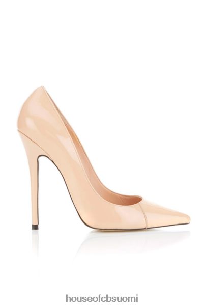 House of CB pariisin kiiltonahka beige teräväkärkinen korkeakantainen pumppu Z000Z1136 kenkiä