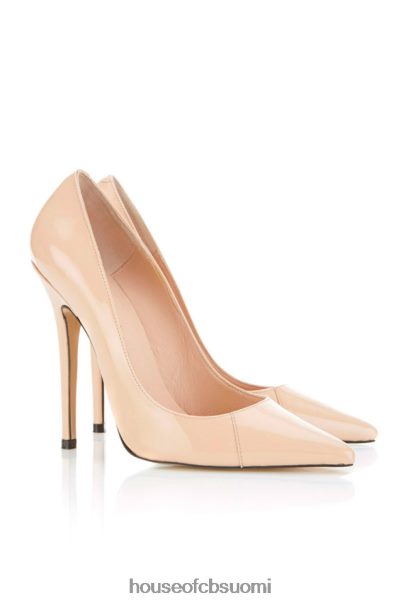 House of CB pariisin kiiltonahka beige teräväkärkinen korkeakantainen pumppu Z000Z1136 kenkiä