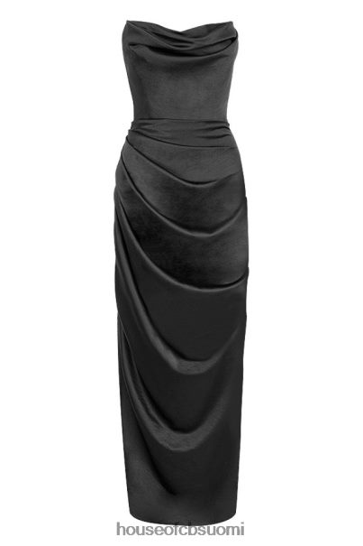 House of CB adrienne musta satiini olkaimeton korsetti maxi Z000Z588 vaatetus