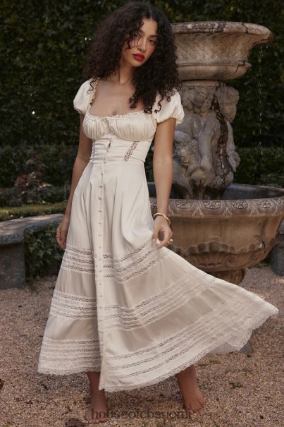 House of CB eviana ivory aitoa silkkipuhvihihainen mekko Z000Z229 vaatetus