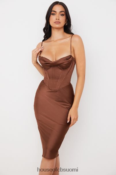 House of CB myrna suklaa satiini korsetti slip mekko Z000Z568 vaatetus