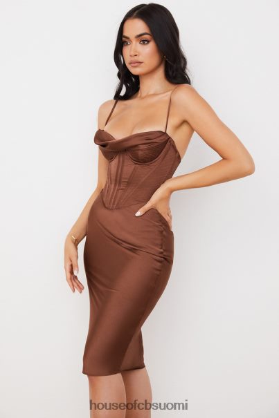 House of CB myrna suklaa satiini korsetti slip mekko Z000Z568 vaatetus