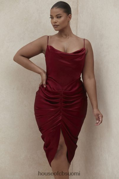 House of CB nera viinisatiini draped korsetti mekko Z000Z600 vaatetus