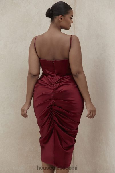 House of CB nera viinisatiini draped korsetti mekko Z000Z600 vaatetus