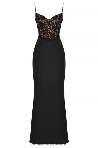 House of CB cara musta korsetti maxi mekko Z000Z382 vaatetus