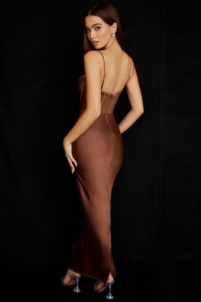 House of CB charmaine suklaa korsetti maxi mekko Z000Z514 vaatetus