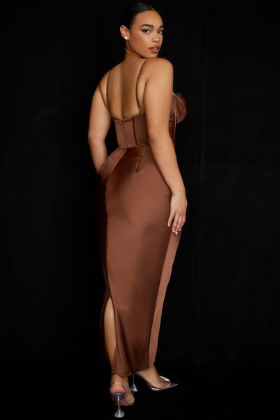 House of CB charmaine suklaa korsetti maxi mekko Z000Z514 vaatetus