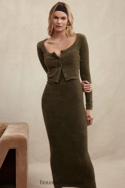House of CB fayette khaki pehmeä pörröinen neulottu maximekko Z000Z116 vaatetus