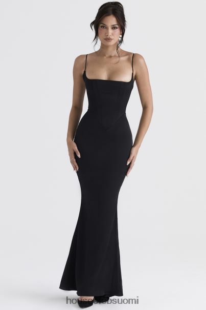 House of CB olivette musta satiininen korsetti maxi mekko Z000Z386 vaatetus