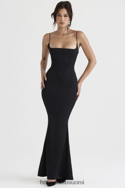 House of CB olivette musta satiininen korsetti maxi mekko Z000Z386 vaatetus
