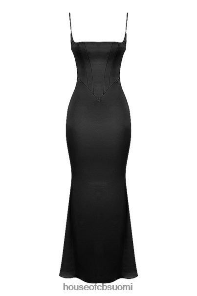 House of CB olivette musta satiininen korsetti maxi mekko Z000Z386 vaatetus