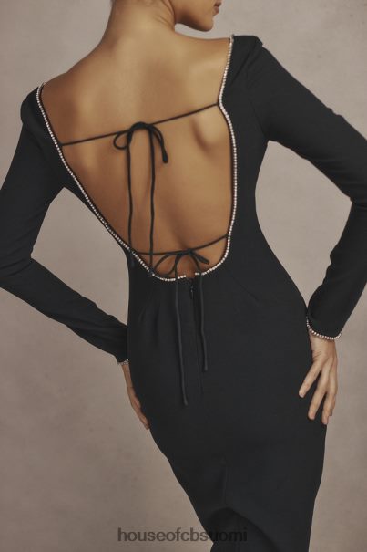 House of CB rosa musta kristalli koristeltu maxi mekko Z000Z356 vaatetus