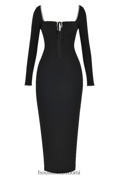House of CB rosa musta kristalli koristeltu maxi mekko Z000Z356 vaatetus