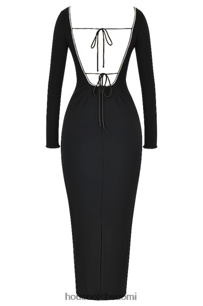 House of CB rosa musta kristalli koristeltu maxi mekko Z000Z356 vaatetus