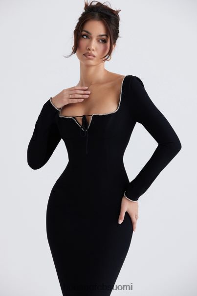 House of CB rosa musta kristalli koristeltu maxi mekko Z000Z356 vaatetus