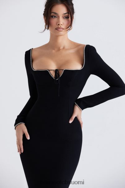 House of CB rosa musta kristalli koristeltu maxi mekko Z000Z356 vaatetus