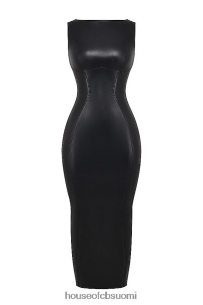 House of CB saharan musta vegaaninen nahkainen maximekko Z000Z166 vaatetus