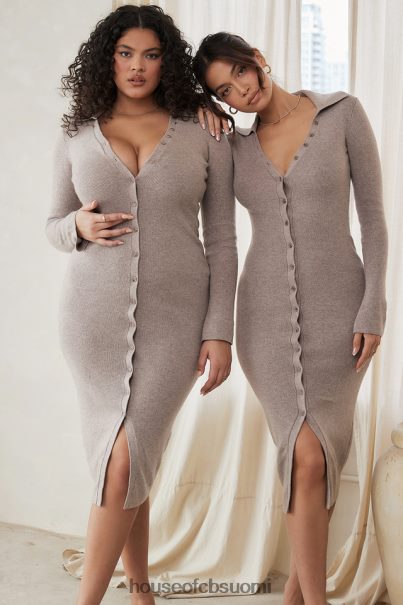 House of CB Yvette beige kashmirneulottu midi-mekko Z000Z311 vaatetus