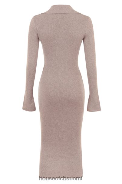 House of CB Yvette beige kashmirneulottu midi-mekko Z000Z311 vaatetus