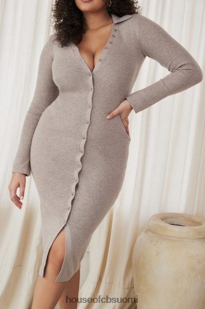 House of CB Yvette beige kashmirneulottu midi-mekko Z000Z311 vaatetus