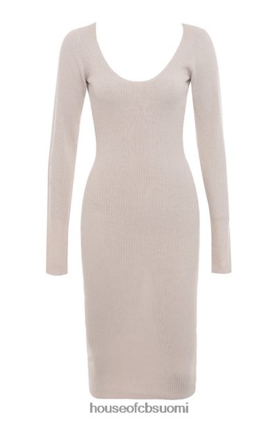 House of CB adeline taupe rib-neulottu midi-mekko Z000Z584 vaatetus