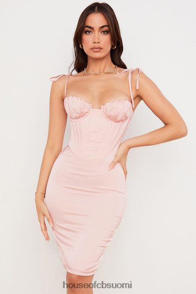 House of CB alma blush pink satiini korsetti midi mekko Z000Z546 vaatetus