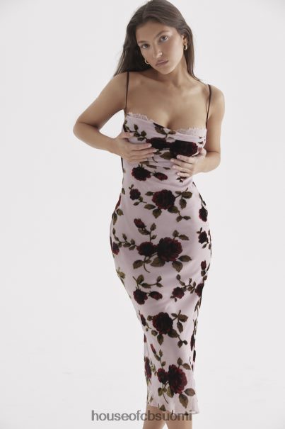 House of CB azura pink devore midi-mekko Z000Z302 vaatetus