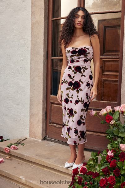 House of CB azura pink devore midi-mekko Z000Z302 vaatetus