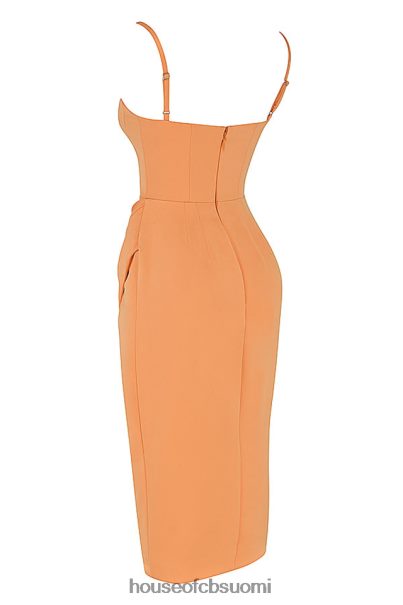 House of CB bianca tangerine satiini laskostettu korsetti midi-mekko Z000Z479 vaatetus