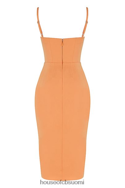 House of CB bianca tangerine satiini laskostettu korsetti midi-mekko Z000Z479 vaatetus