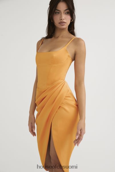 House of CB bianca tangerine satiini laskostettu korsetti midi-mekko Z000Z479 vaatetus