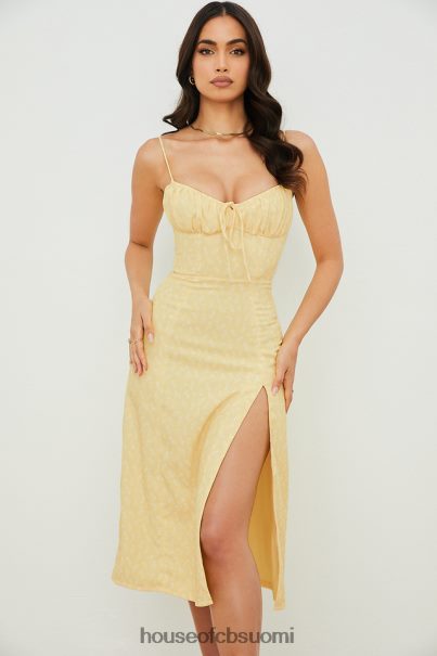 House of CB carina keltainen kukkainen bustier midi-mekko Z000Z554 vaatetus