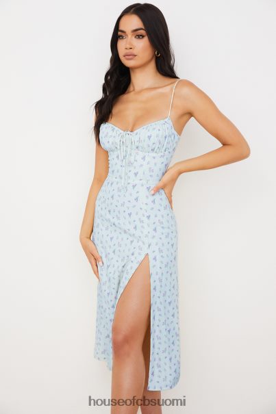 House of CB carina sininen kukkainen bustier midi-mekko Z000Z573 vaatetus