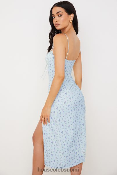 House of CB carina sininen kukkainen bustier midi-mekko Z000Z573 vaatetus