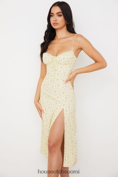 House of CB carina sitruuna kukkainen bustier midi-mekko Z000Z564 vaatetus