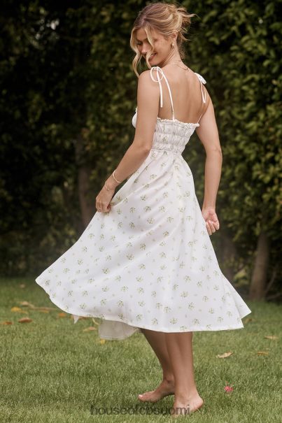 House of CB christabel norsunluun kukkainen shirred midi-mekko Z000Z555 vaatetus
