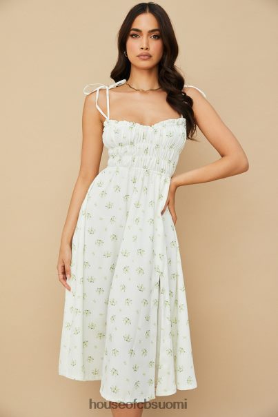House of CB christabel norsunluun kukkainen shirred midi-mekko Z000Z555 vaatetus