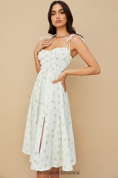 House of CB christabel norsunluun kukkainen shirred midi-mekko Z000Z555 vaatetus