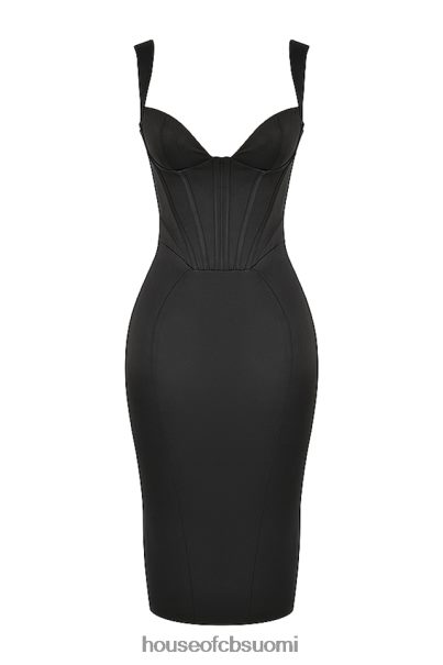 House of CB fiorella musta satiininen korsetti midi-mekko Z000Z475 vaatetus