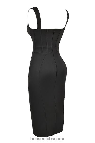 House of CB fiorella musta satiininen korsetti midi-mekko Z000Z475 vaatetus