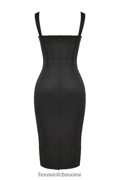House of CB fiorella musta satiininen korsetti midi-mekko Z000Z475 vaatetus