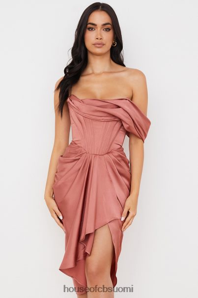 House of CB janis rouge satiin yksi olkapäällä draped midi mekko Z000Z560 vaatetus