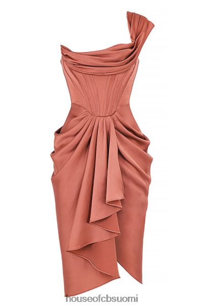House of CB janis rouge satiin yksi olkapäällä draped midi mekko Z000Z560 vaatetus