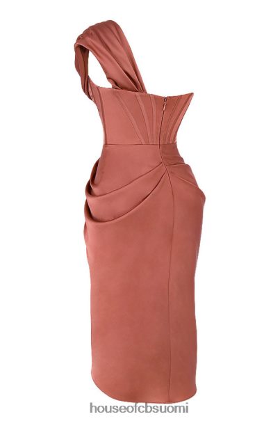 House of CB janis rouge satiin yksi olkapäällä draped midi mekko Z000Z560 vaatetus