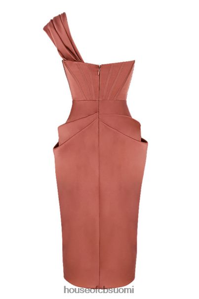 House of CB janis rouge satiin yksi olkapäällä draped midi mekko Z000Z560 vaatetus
