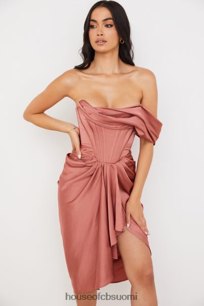 House of CB janis rouge satiin yksi olkapäällä draped midi mekko Z000Z560 vaatetus