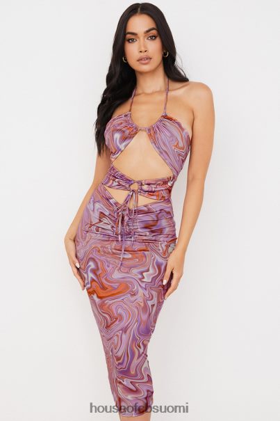 House of CB kasia purple swirl cutout midi mekko Z000Z570 vaatetus