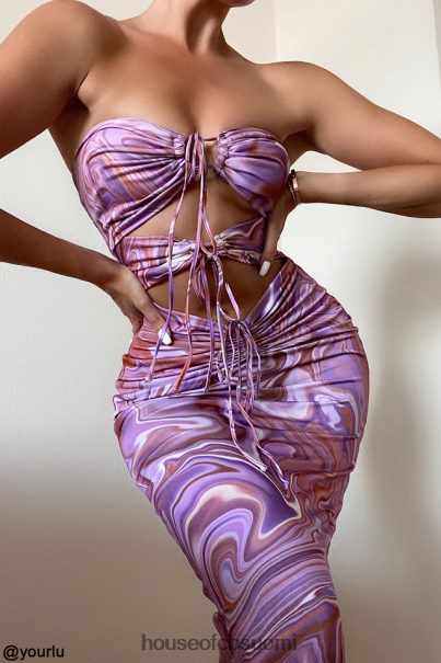 House of CB kasia purple swirl cutout midi mekko Z000Z570 vaatetus