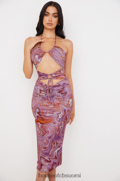 House of CB kasia purple swirl cutout midi mekko Z000Z570 vaatetus